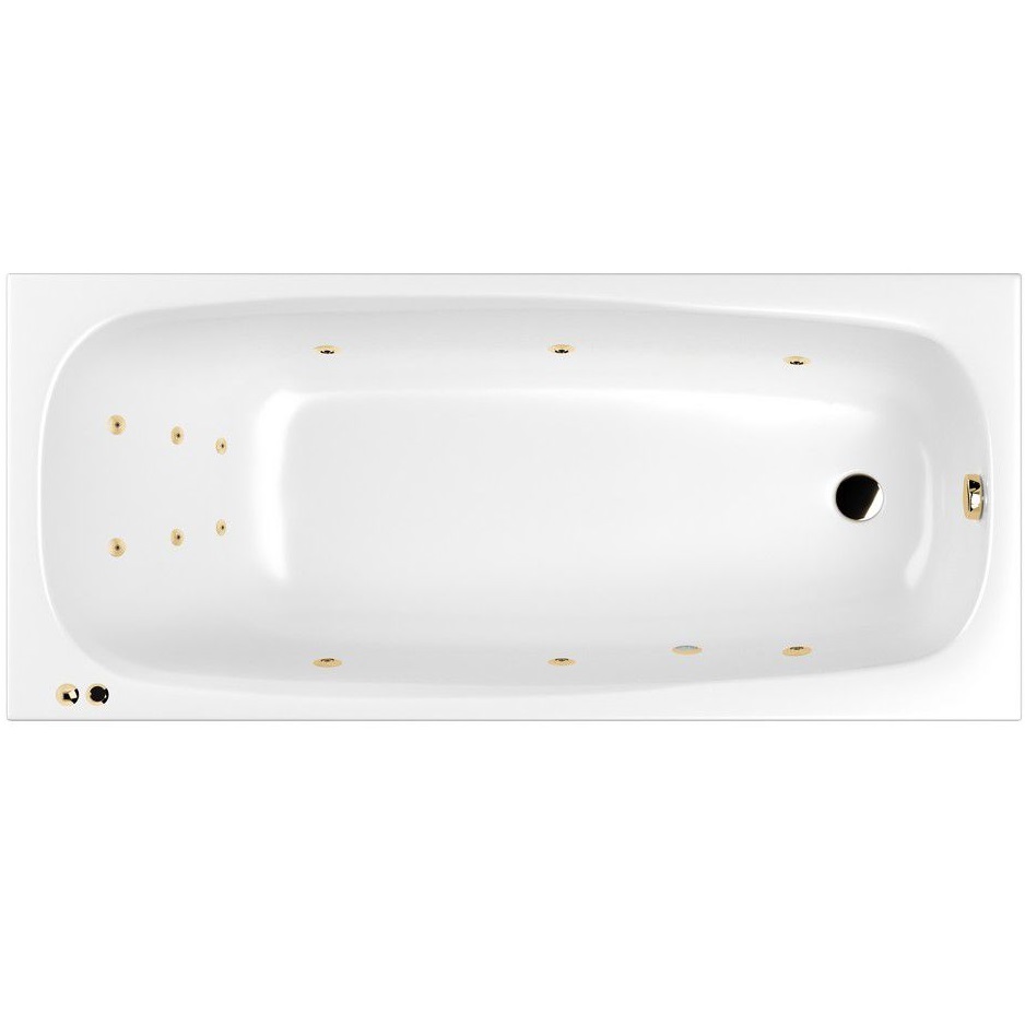 Ванна гидромассажная Whitecross Layla LINE 0102.180080.100.LINE.GL 180x80 (белый глянцевый, золотой), каркас, слив-перелив